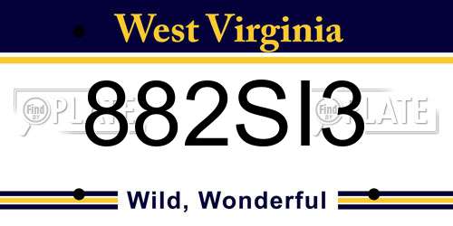 882SI3 West Virginia License Plate