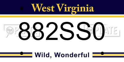 882SS0 West Virginia License Plate