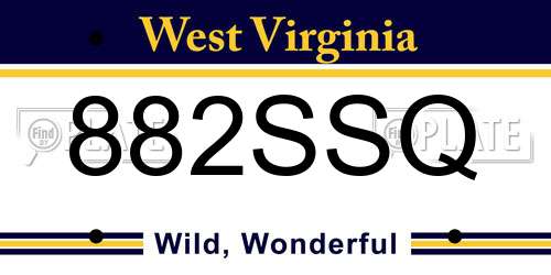 882SSQ West Virginia License Plate