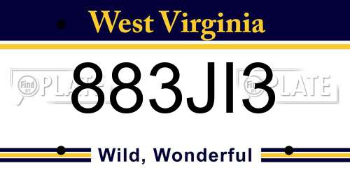 883JI3 West Virginia License Plate