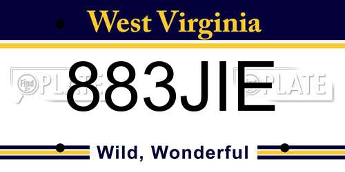 883JIE West Virginia License Plate