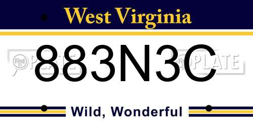 883N3C West Virginia License Plate