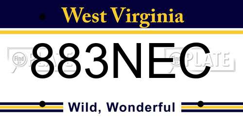 883NEC West Virginia License Plate