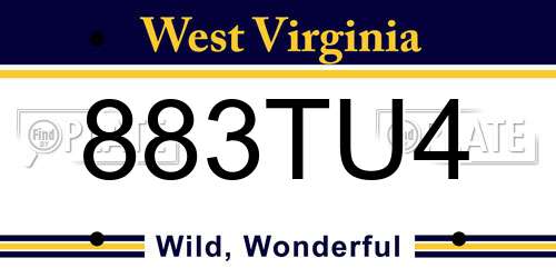 883TU4 West Virginia License Plate