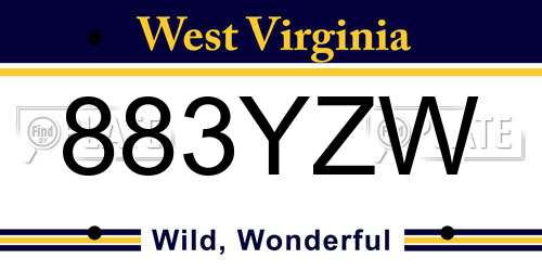 883YZW West Virginia License Plate