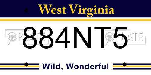 884NT5 West Virginia License Plate