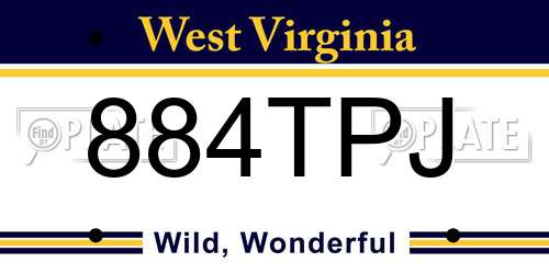 884TPJ West Virginia License Plate
