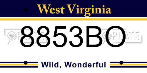 8853BO West Virginia License Plate