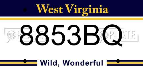8853BQ West Virginia License Plate