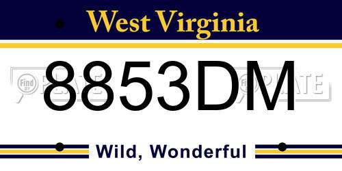8853DM West Virginia License Plate