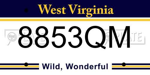 8853QM West Virginia License Plate