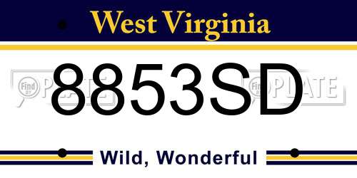 8853SD West Virginia License Plate