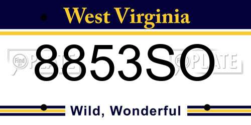 8853SO West Virginia License Plate