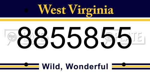 8855855 West Virginia License Plate