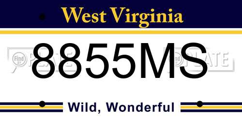 8855MS West Virginia License Plate