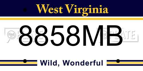 8858MB West Virginia License Plate