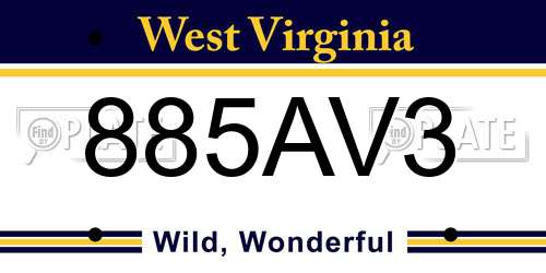 885AV3 West Virginia License Plate