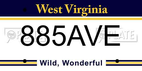 885AVE West Virginia License Plate