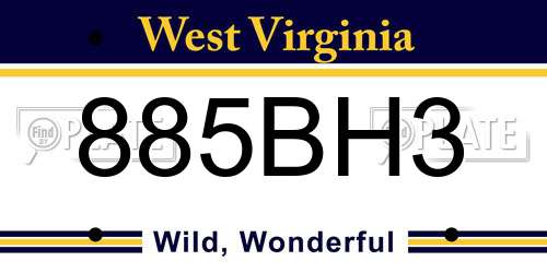 885BH3 West Virginia License Plate