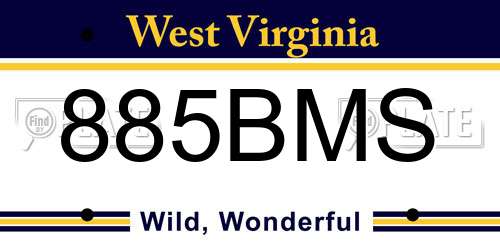 885BMS West Virginia License Plate