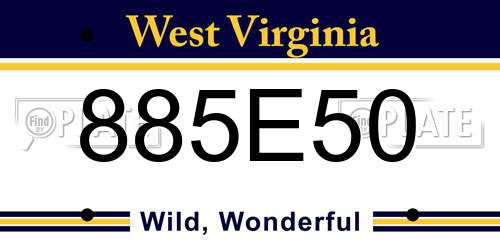 885E50 West Virginia License Plate