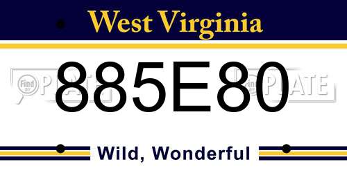 885E80 West Virginia License Plate