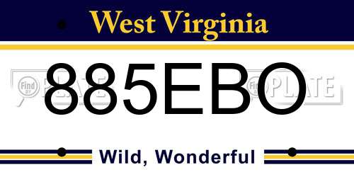 885EBO West Virginia License Plate