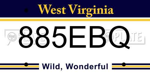885EBQ West Virginia License Plate