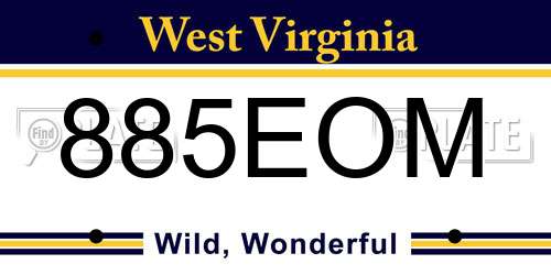 885EOM West Virginia License Plate