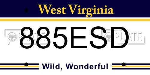 885ESD West Virginia License Plate