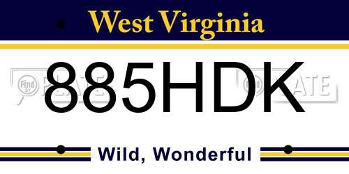885HDK West Virginia License Plate