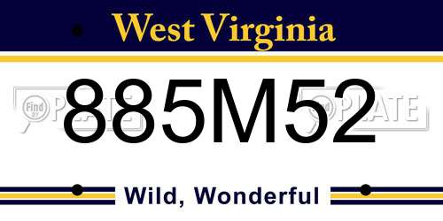 885M52 West Virginia License Plate