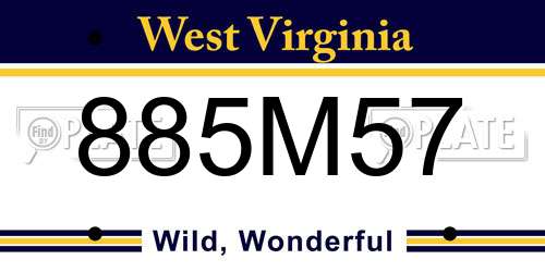 885M57 West Virginia License Plate