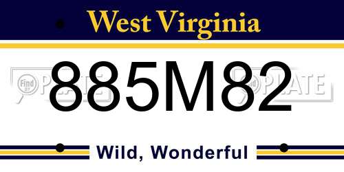 885M82 West Virginia License Plate