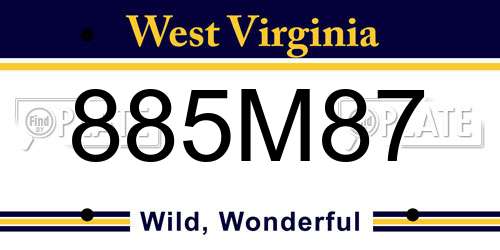 885M87 West Virginia License Plate