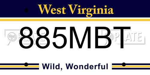 885MBT West Virginia License Plate