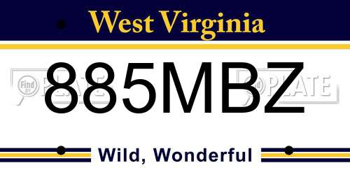 885MBZ West Virginia License Plate