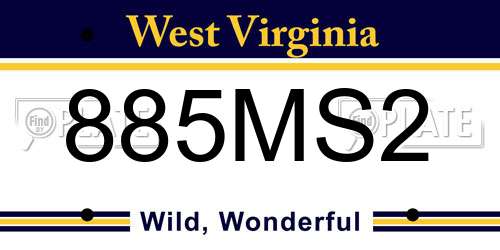 885MS2 West Virginia License Plate