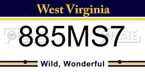 885MS7 West Virginia License Plate