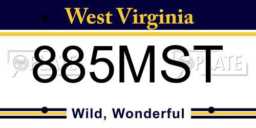 885MST West Virginia License Plate