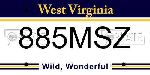 885MSZ West Virginia License Plate