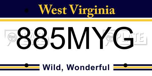 885MYG West Virginia License Plate
