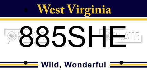 885SHE West Virginia License Plate