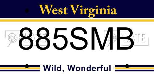885SMB West Virginia License Plate