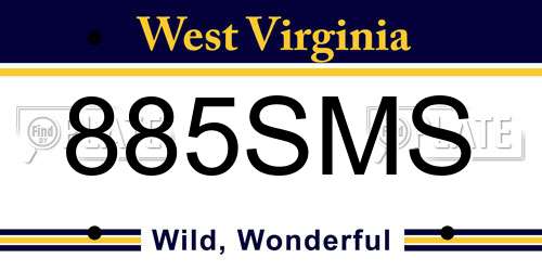 885SMS West Virginia License Plate