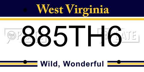885TH6 West Virginia License Plate