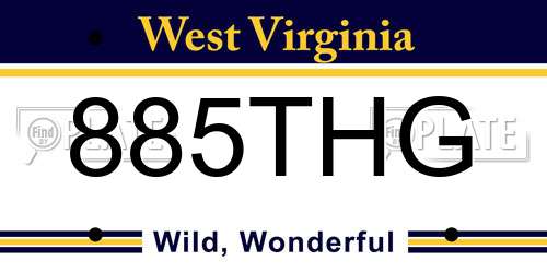 885THG West Virginia License Plate