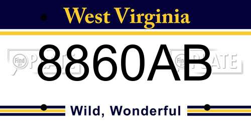 8860AB West Virginia License Plate