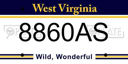 8860AS West Virginia License Plate