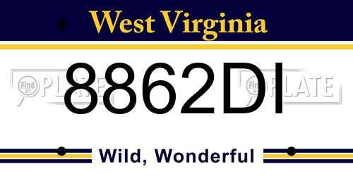 8862DI West Virginia License Plate